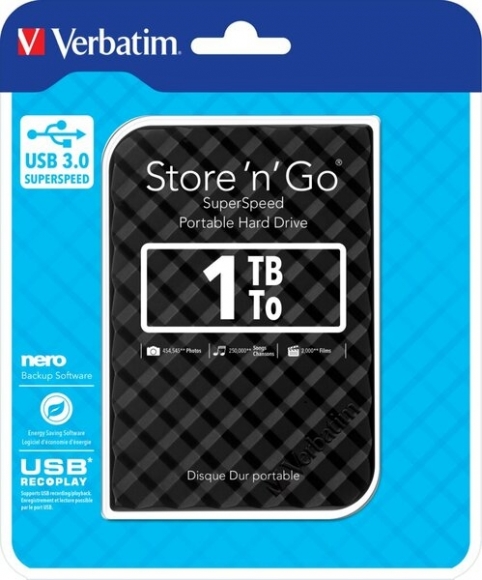 Festplatte 1 TB, USB 3.0, 2,5, schwarz, Store´n´Go, Gen. 2