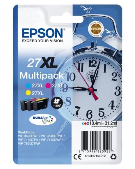 Multipack 27XL 3 Farben für WorkForce WF-3620DWF, WF-3640DTWF,