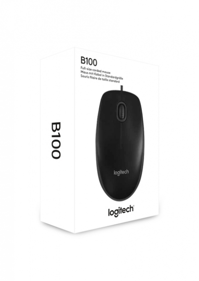 Logitech Maus B100 schwarz, kabelgebunden USB, Optisch, 800dpi, Business