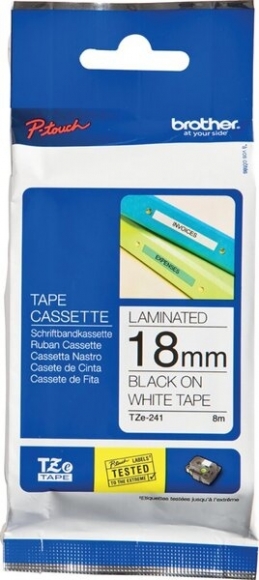 Schriftbandkassette TZE241 laminiert, 18mm breit/8m lang