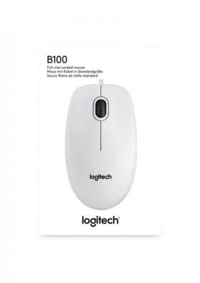 Logitech Maus B100 weiß, kabelgebunden USB, Optisch, 800dpi, Business