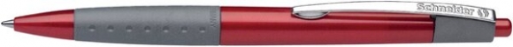 Druckkugelschreiber Loox rot mit weicher Soft-Grip-Zone, metallclip