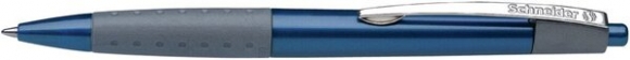 Druckkugelschreiber Loox blau mit weicher Soft-Grip-Zone, metallclip