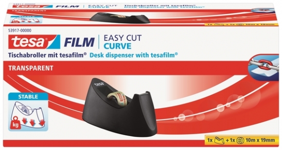Easy Cut Tischabroller Curve, schwarz/weiß, inkl. 1 Rolle tesafilm
