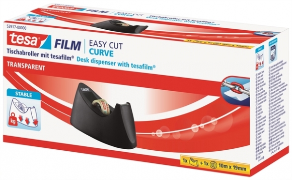Easy Cut Tischabroller Curve, schwarz/weiß, inkl. 1 Rolle tesafilm