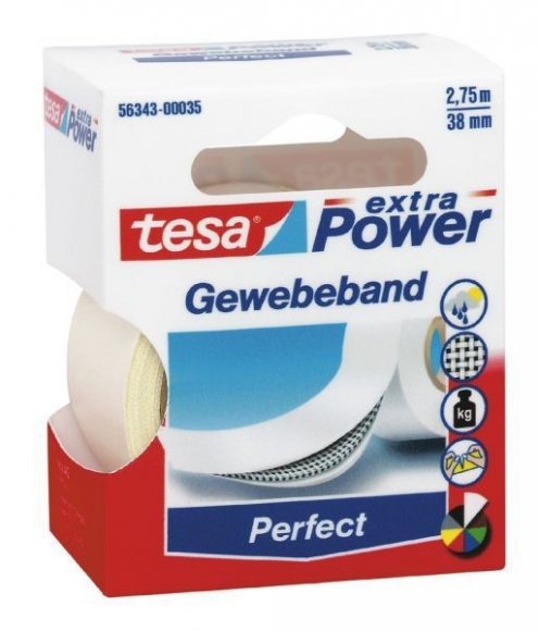 Gewebeband tesa 38mm x 2,75m, weiß