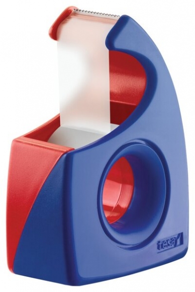 Handabroller für Klebefilm 19mm x 10m tesa Easy Cut, rot-blau