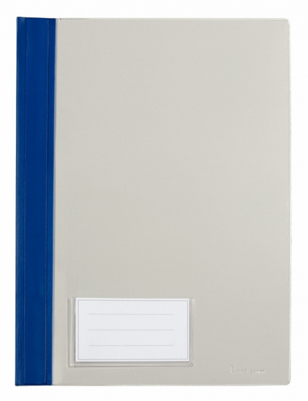 Schnellhefter A4, mit Einsteckfach, blau, transparenter Deckel, PVC