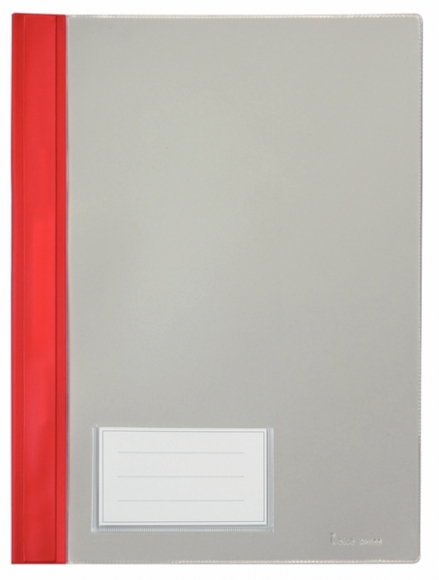 Schnellhefter A4, mit Einsteckfach, rot, transparenter Deckel, PVC