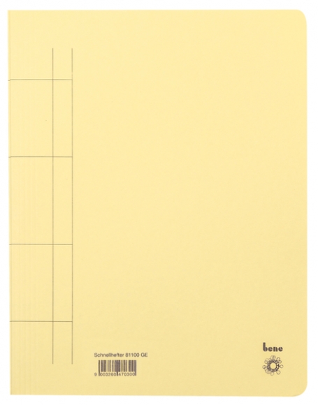 Schnellhefter, A4, 250g/m2, gelb kaufm. Heftung, für ca. 250 Blatt
