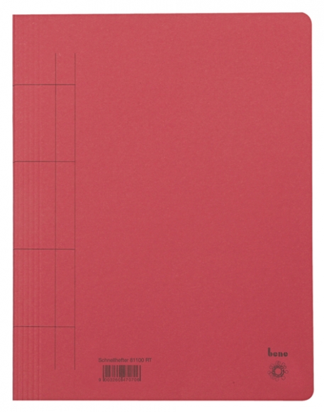 Schnellhefter, A4, 250g/m2, rot kaufm. Heftung, für ca. 250 Blatt