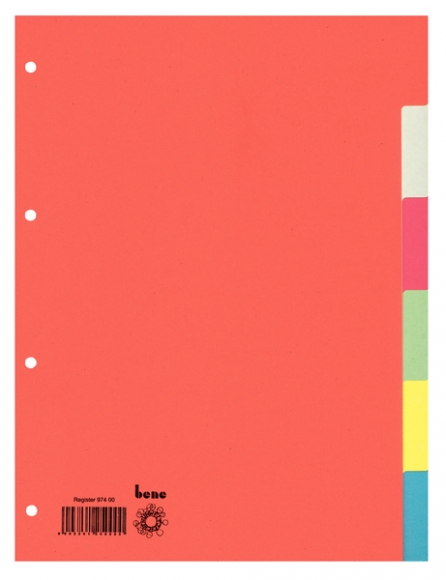 Farbregister, A4, 6-tlg., mehrfarbig, 4er-Lochung, Karton 230 g/m2