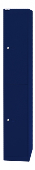 Garderoben- und Schließfachsystem, blau, 2 Fächer mit je einem