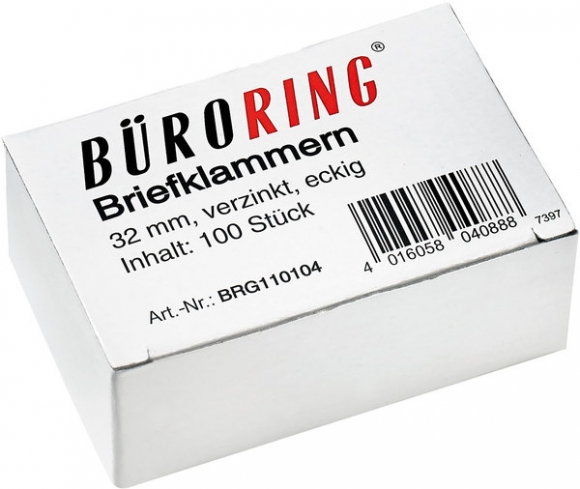 Büroring Briefklammern 32mm/100 verzinkt spitz-eckig