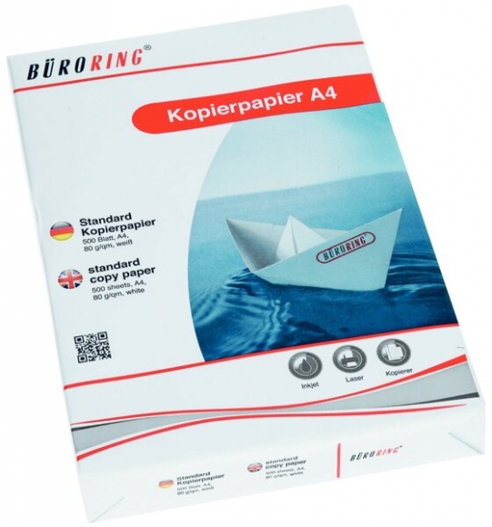 Büroring Kopierpapier, A4, weiß holzfrei, 80g/qm, für Inkjet, Laser,