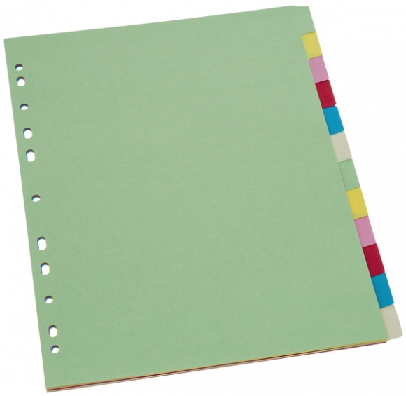 Büroring Karton Register A4 12-tlg. 5-farbig, 175g/qm