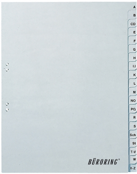 Büroring Register A-Z, Vollformat A4, 20-teilig, PP-Folie, grau