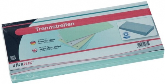 Büroring Trennstreifen blau 10,5x24cm, 190g/qm Karton, gelocht