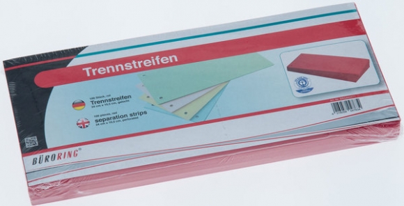 Büroring Trennstreifen rot 10,5x24cm, 190g/qm Karton, gelocht