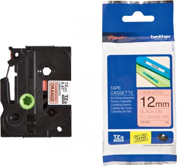 Schriftbandkassette TZEB31 laminiert, 12mm breit/ 5m lang