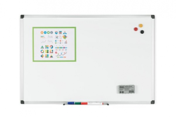 Whiteboard 120 x 90 cm mit Aluminiumrahmen, leicht gerasterte