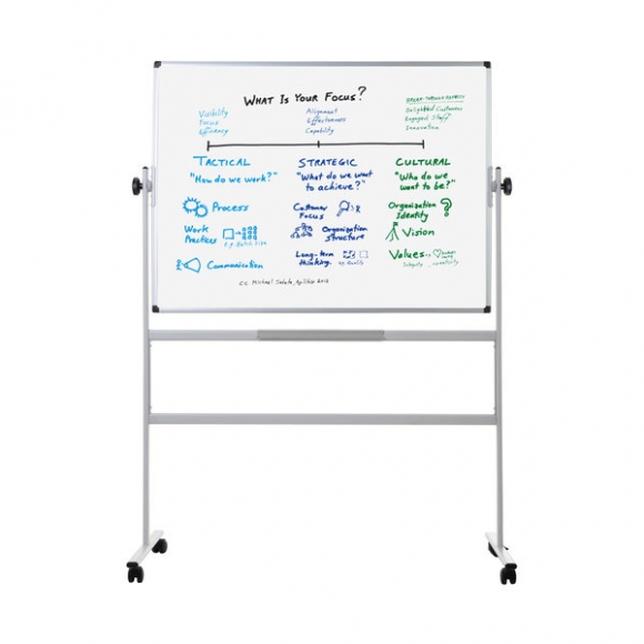 Whiteboard 120 x 90 cm mobil, drehbare Tafel, emalliert