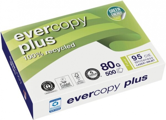 evercopy Recycling Papier A4 ws 80g Weiße 90 CIE f. Laser-, Inkjetdrucker