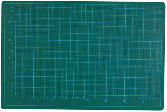 Schneidematte, 60x45cm, grün/schwarz 5-lagig, bedruckt mit 10-und 50mm
