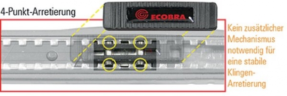 Ecobra Premium-Cutter, Metallgehäuse rot, für 9 mm, 4-Punkt-Arretierung,