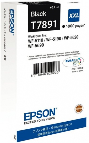 Tintenpatrone T7891 XXL schwarz für WorkForce Pro WF-5110DW,