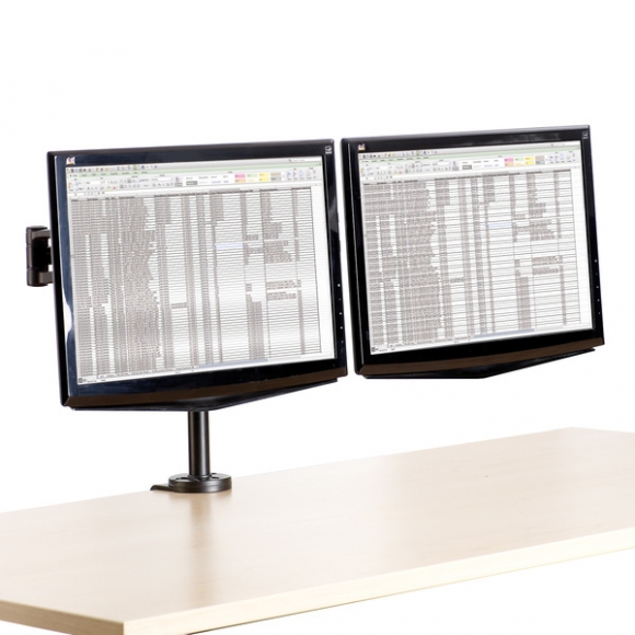 Monitorhalter Professional Doppellarm Klemme, Kabelmanagementsystem