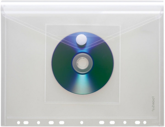 Umschlag A4, Lochrand, CD-Tasche farblos matt transparent