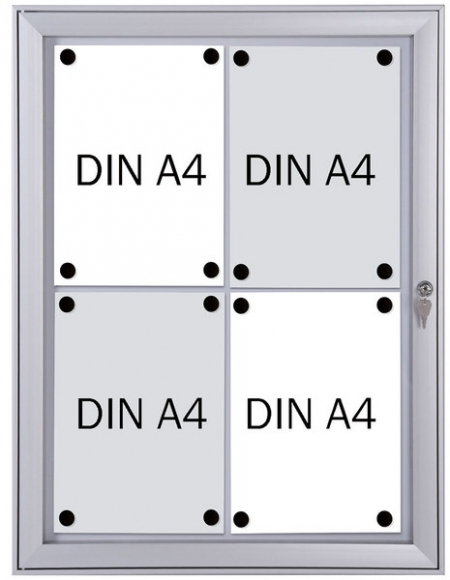 Schaukasten Metall/weiß, 4xA4, Sichtmaß: 44 x 61,5cm, Außenmaß: