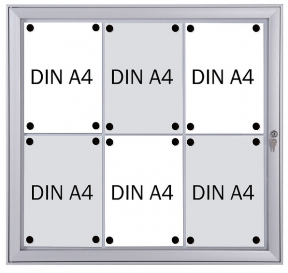 Schaukasten Metall/weiß, 6xA4, Sichtmaß: 66 x 61,5cm, Außenmaß: