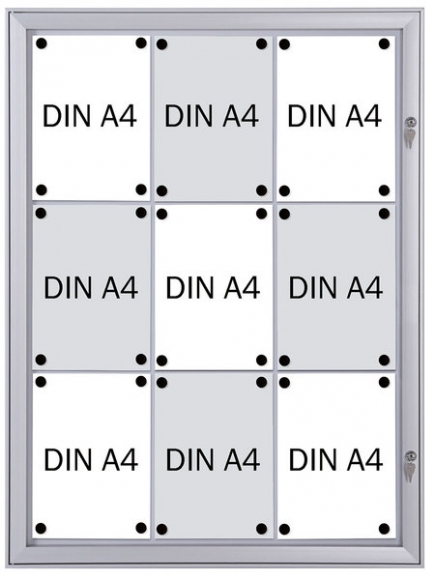 Schaukasten Metall/weiß, 9xA4, Sichtmaß: 66 x 92,2cm, Außenmaß: