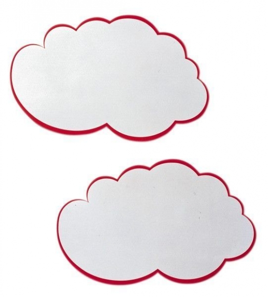 Moderationswolken 25x42cm # UMZW 20 Stück, weiß mit rotem Rand