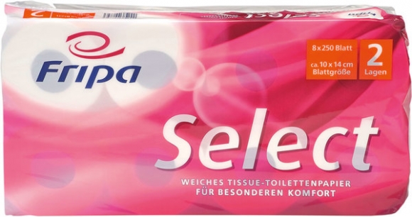 Toilettenpapier Select 2-lagig, tissue, hochweiß,