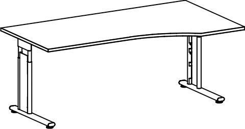 PC-Tisch rechts Buche/Silber C-Fuß Flex, BxT: 1800x800/1000mm