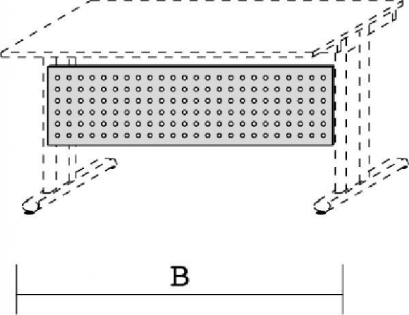 Sichtblende gelocht Silber Tischbreite 800, C-Fuß Flex