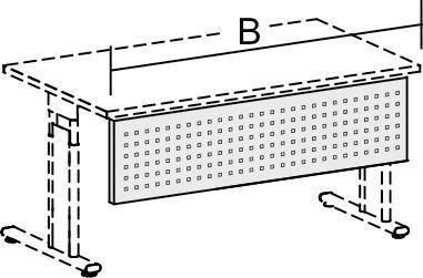 Sichtblende gelocht Silber Tischbreite 1800, C-Fuß Flex