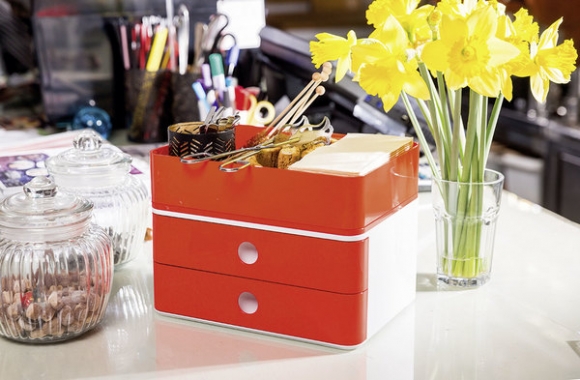 Smart-Box Plus Allison, 2 Schübe und Utensilienbox, cherry red
