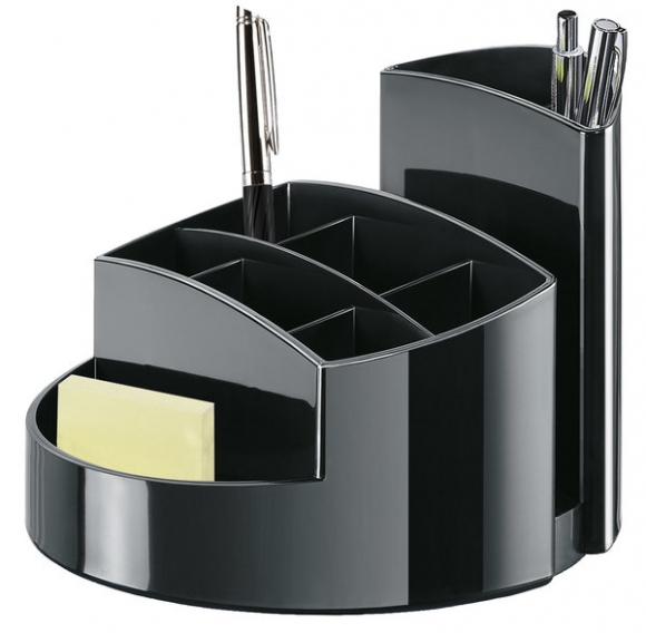 Schreibtisch-Köcher Rondo schwarz 9 Fächer, 140x140x109mm, Kunststoff
