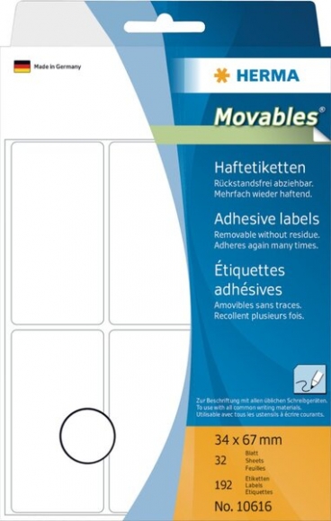 Haftetikett 34x67mm Movables Vielzweck 192Et