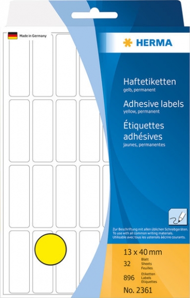 Vielzwecketikett 13x40mm gelb 896 Stück