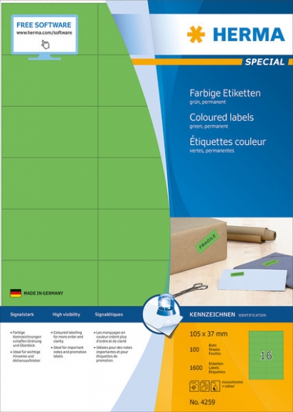 SuperPrint Etiketten 105x37mm grün, matt, für alle PC-Drucker, MFC etc.