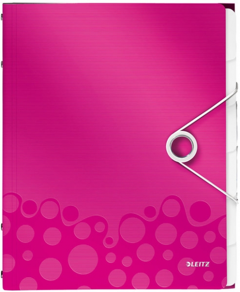 Ordnungsmappe A4 WOW, PP, 6 Fächer, pink metallic, 3 Klappen