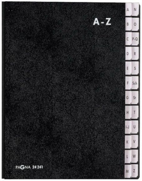 Pultordner A-Z schwarz Einband aus Hartpappe mit