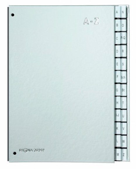 Pultordner 24tlg. A-Z, Color Einband, aus Hartpappe silber