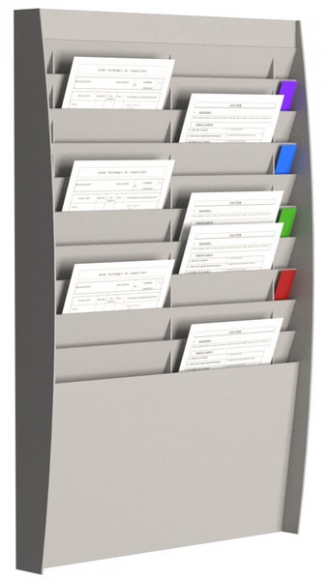 Sortiertafel hoch 2x10 Fächer A4 grau, Außenmaß:86,5x54,4x10,6