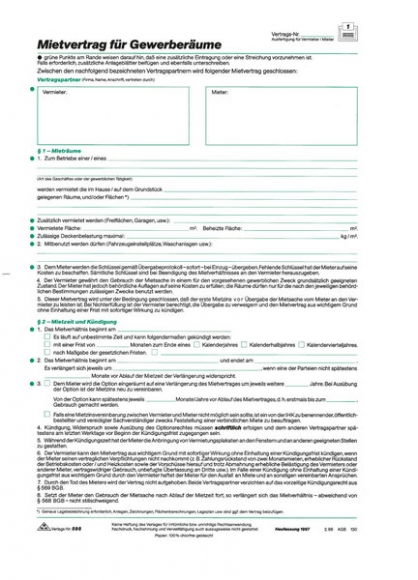 Gewerberaum-Mietvertrag A4 je 5Blatt